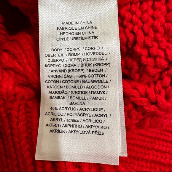 NWT Ralph Lauren Red Cable Knit Crewneck Sweater M - Picture 9 of 10
